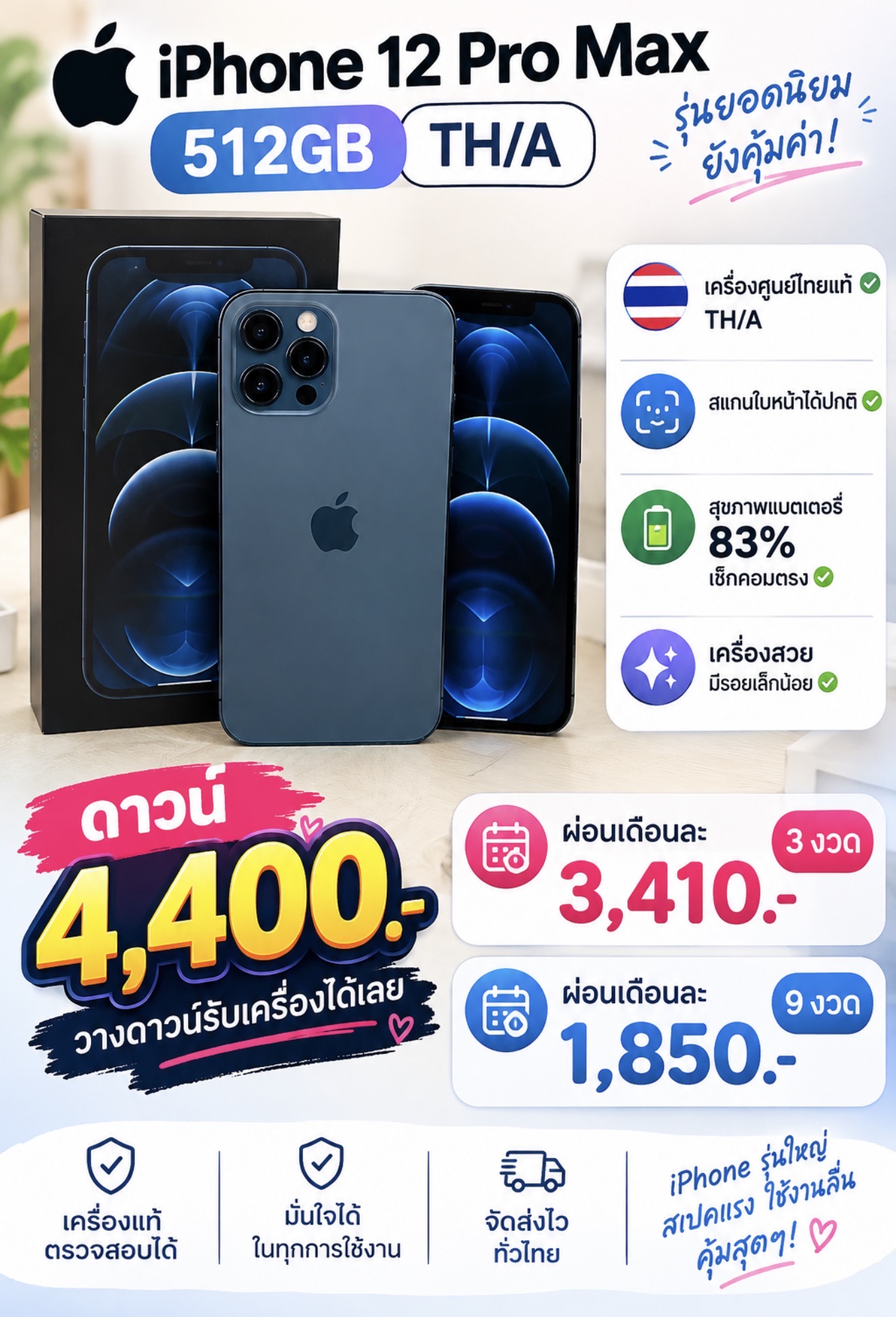 iPhone 12 ProMax เลทราคาผ่อน